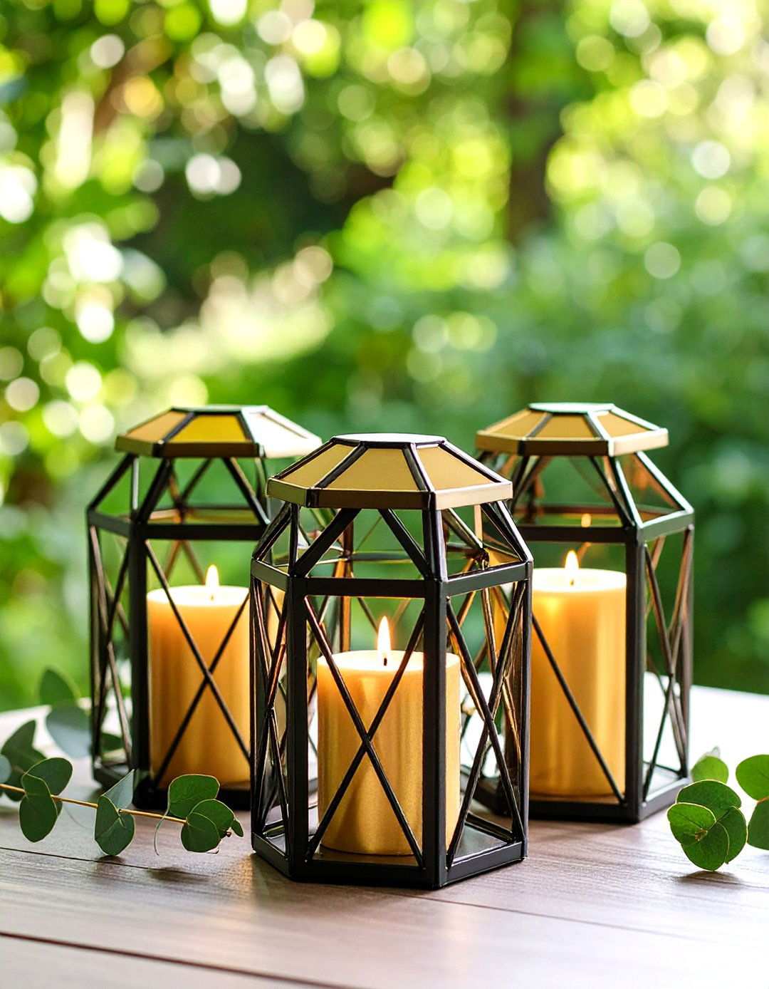 Geometric Candle Holder Centerpiece - 20 Black and Gold Centerpiece Ideas