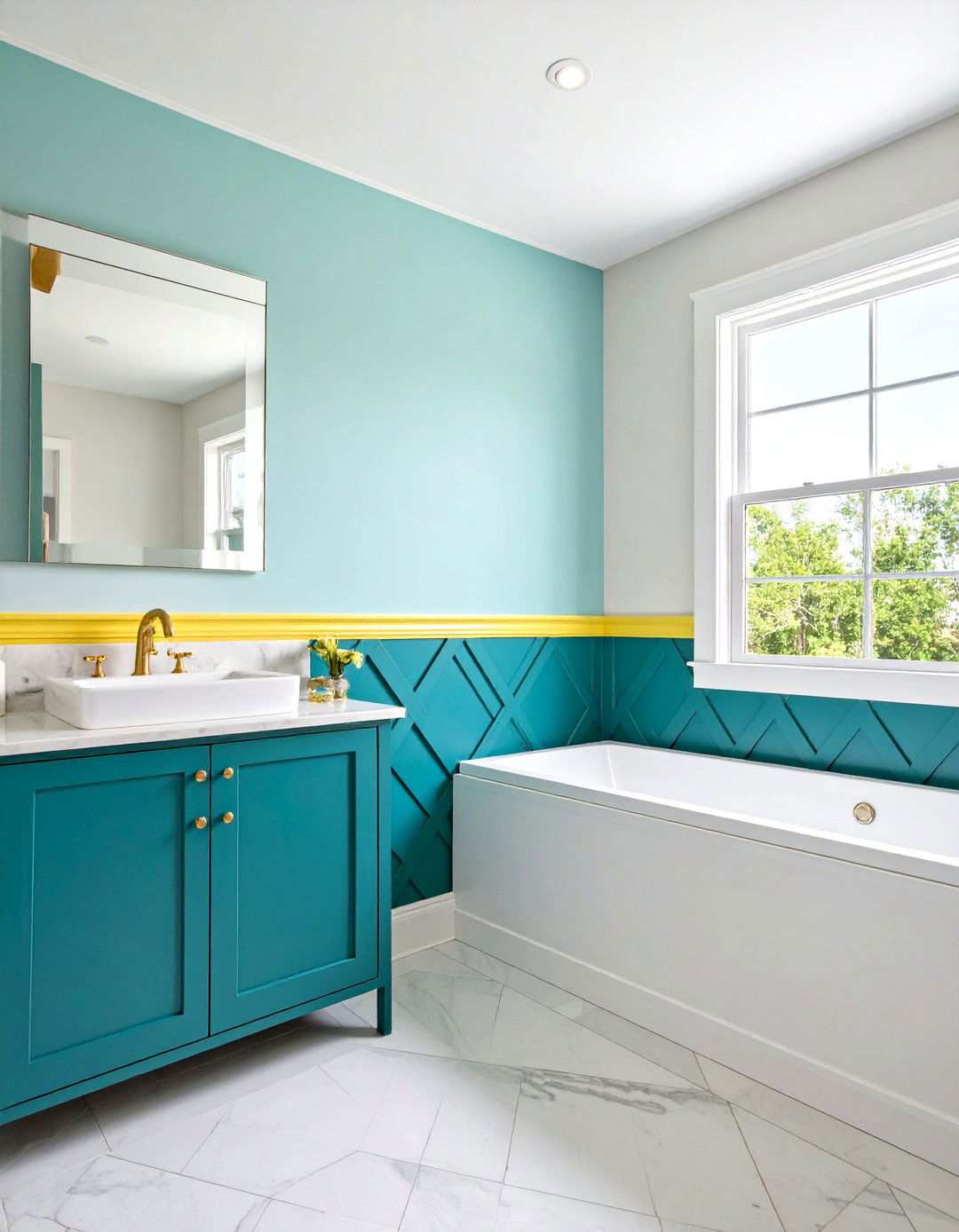 Geometric Lattice Bathroom Wainscoting - 20 Bathroom Wainscoting Ideas