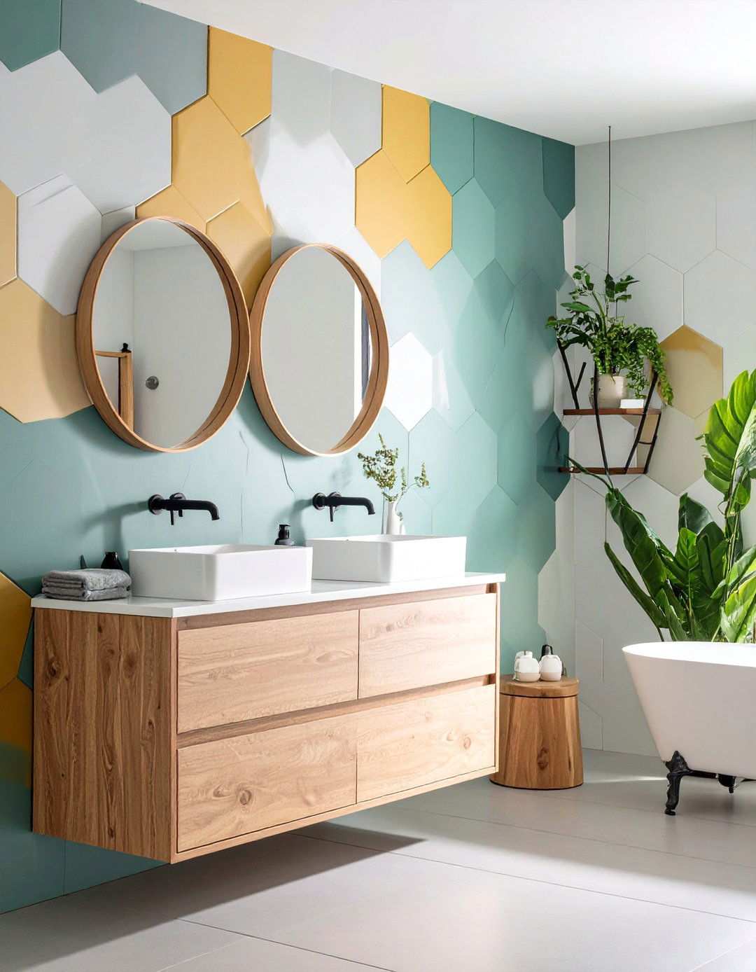 Geometric Modern Angles Wallpaper - 20 Bathroom Wallpaper Ideas