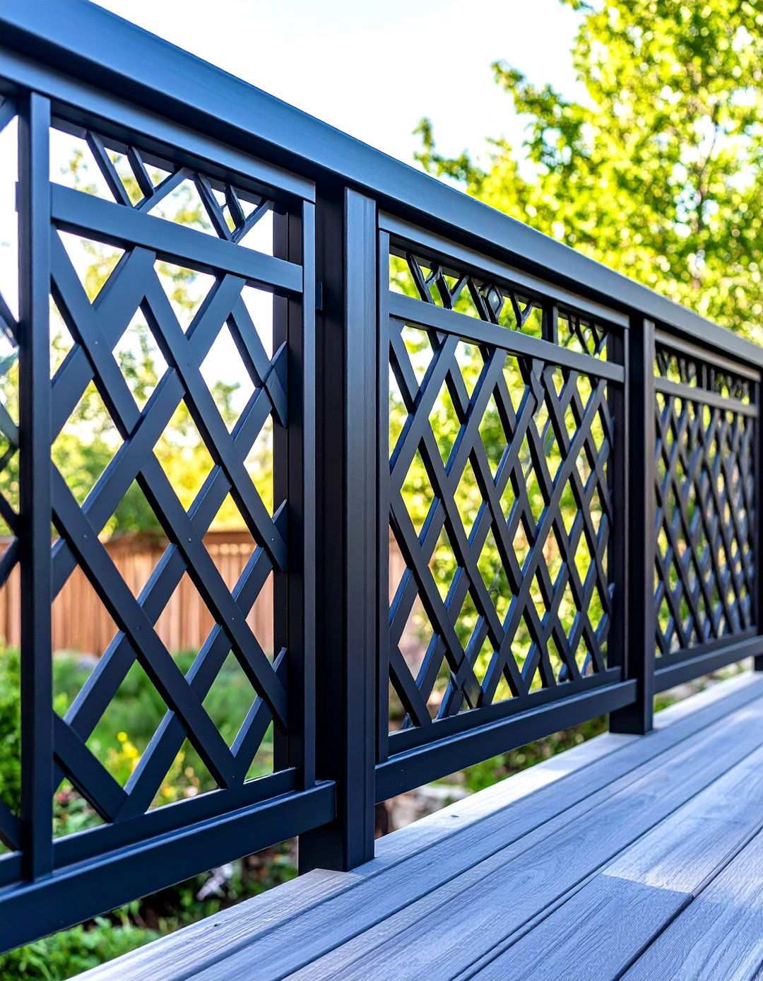 Geometric Pattern Black Deck Railing - 20 black deck railing ideas