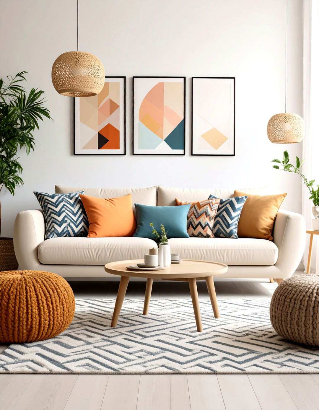 Geometric Patterns in Living Room Textiles - 20 70s Living Room Ideas