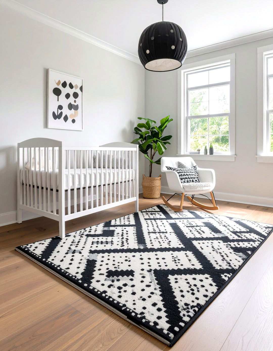 Geometric Statement Rug - 20 Black and White Nursery Ideas
