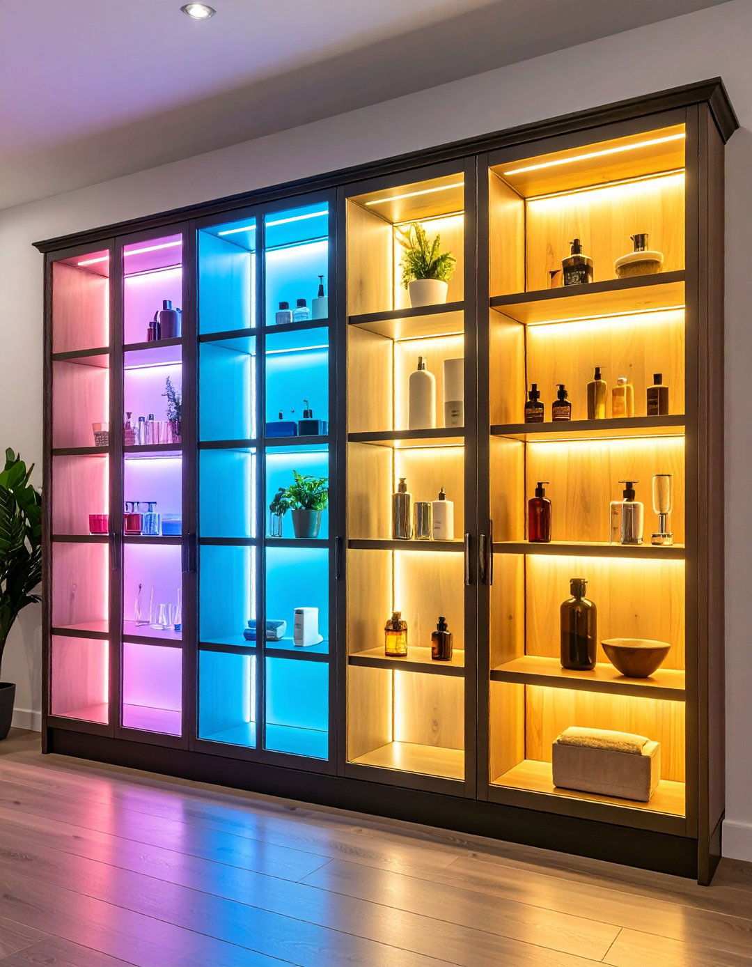 Glass Front Display Bathroom Cabinet Adds Depth - 20 Bathroom Cabinet Ideas