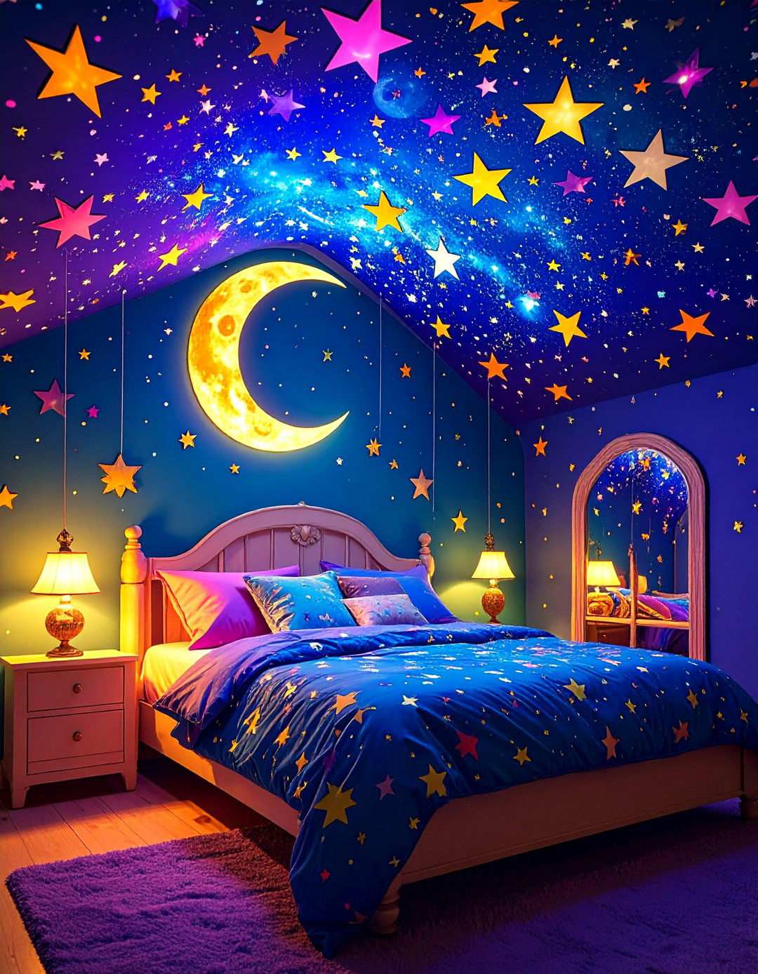 Glow in the Dark Galaxy Ceiling - 20 90s Bedroom Decor Ideas