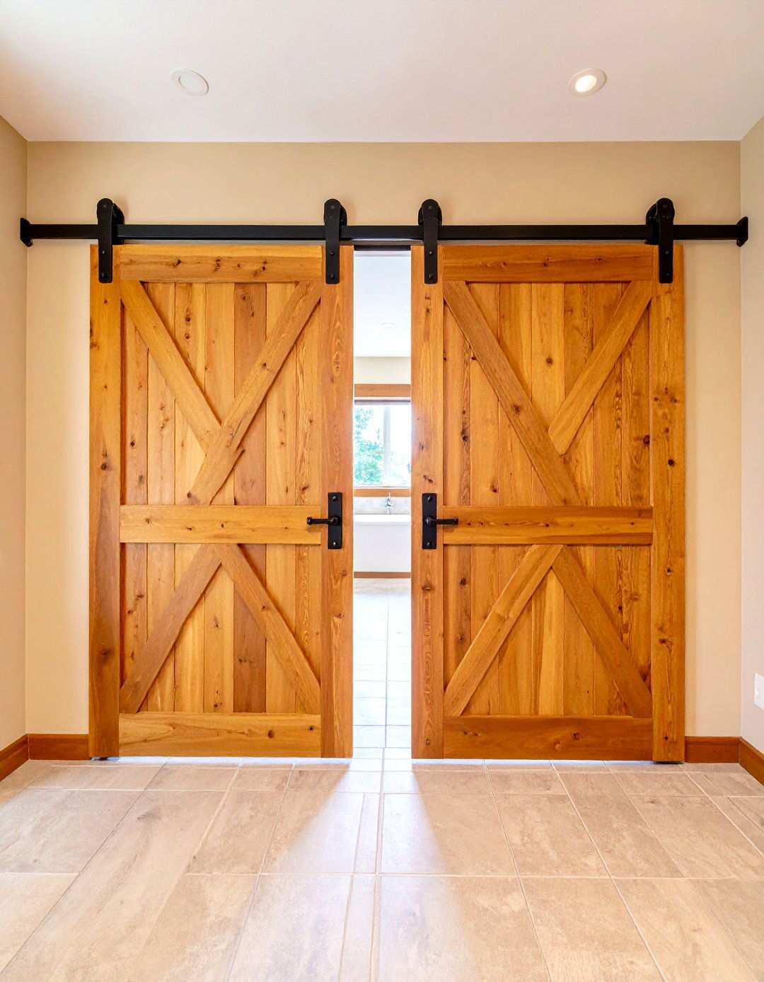 Grand Double Barn Doors for a Spa Like Suite - 20 Bathroom Barn Door Ideas