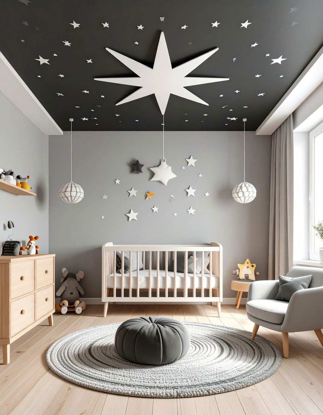 Graphic Ceiling in a Black Nursery - 20 Black Nursery Ideas