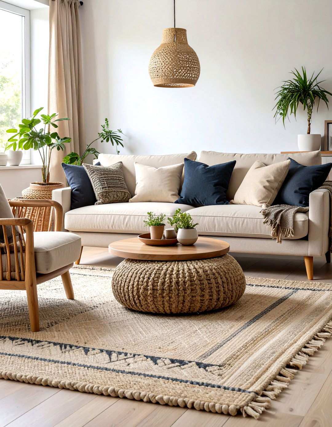 Ground the Living Room with Beige Seating - 20 Black and Beige Living Room Ideas