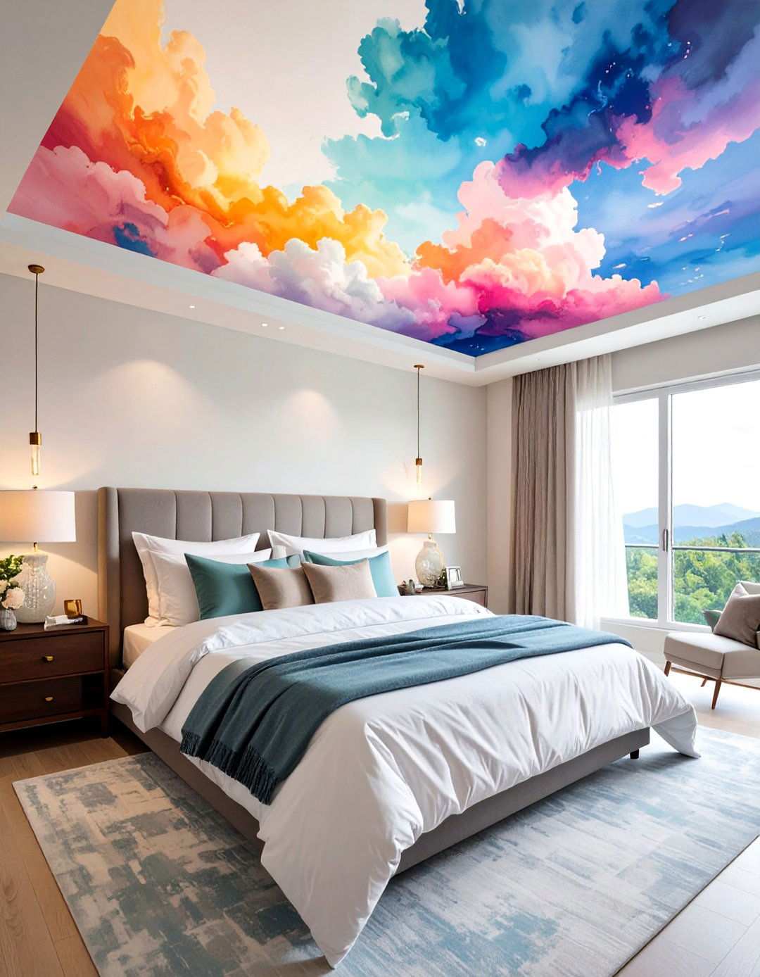 Hand Painted or Decal Ceiling Mural - 20 Bedroom Ceiling Ideas