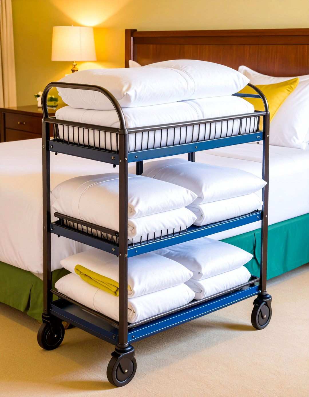 Hanging Canvas Shelves Organize Folded Bedding - 20 Bedding Storage Ideas