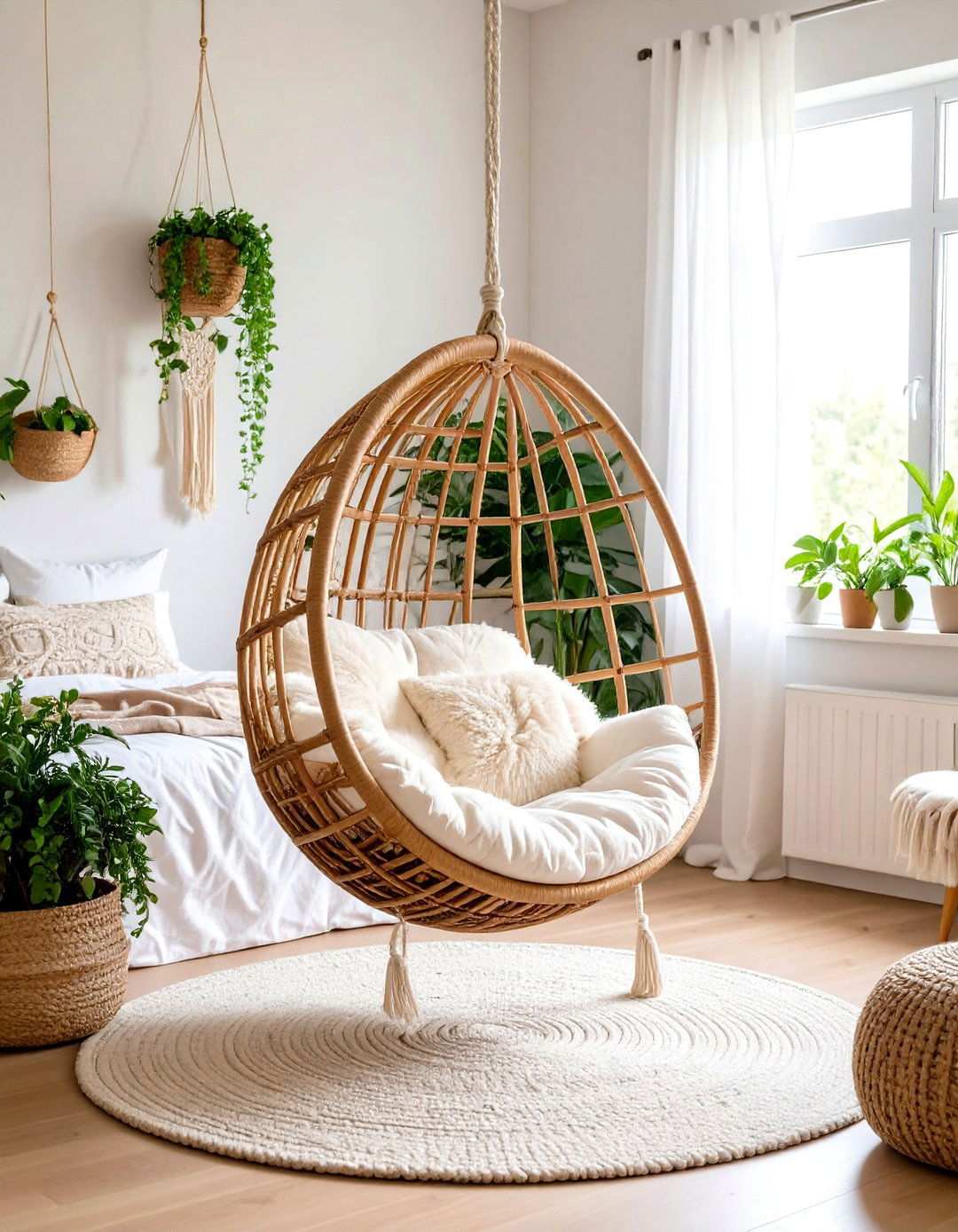 Hanging Egg Chair Bedroom Lounging Areas - 20 70s Bedroom Decor Ideas