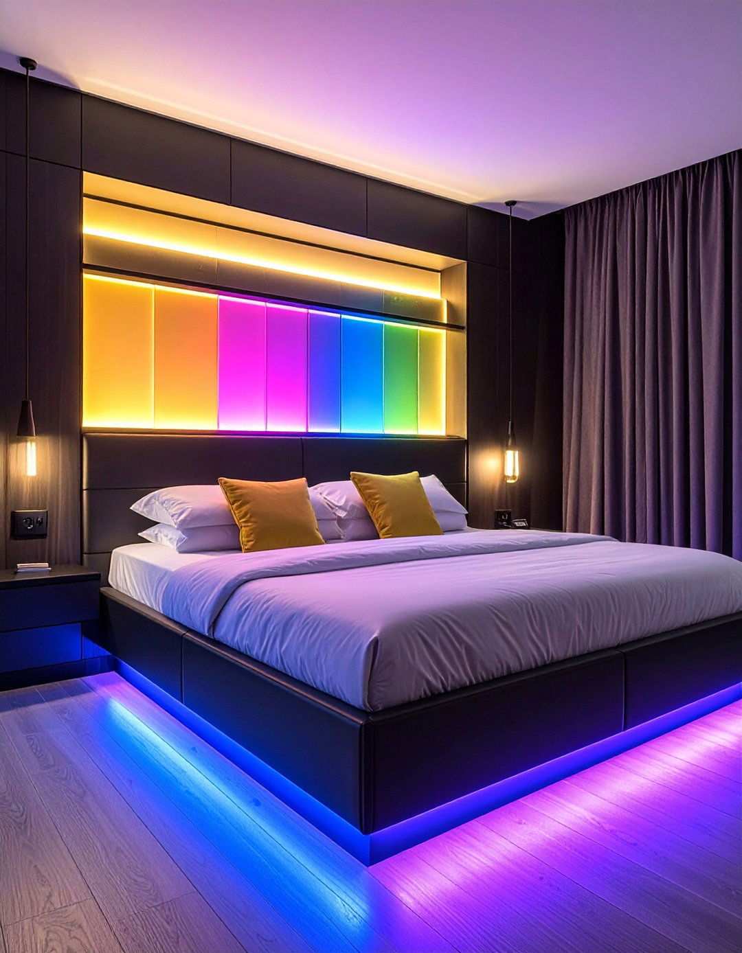 Headboard Backlighting Drama - 20 Aesthetic Room Ideas With Led Lights