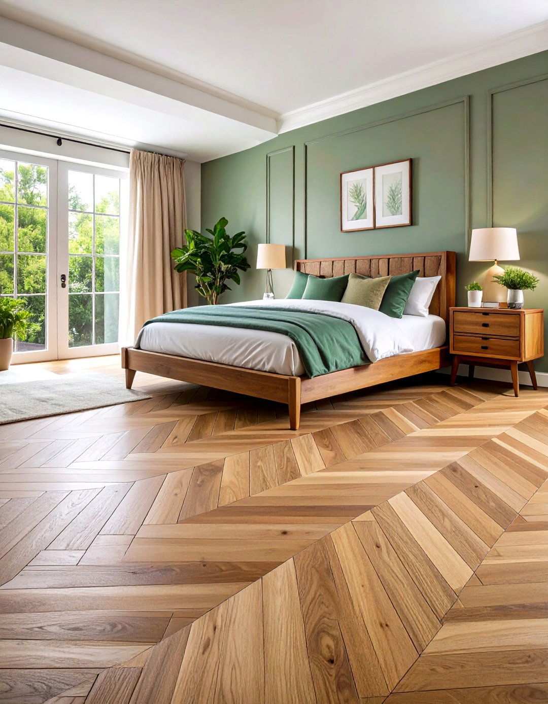 Herringbone Parquet Bedroom Flooring for Subtle Drama - 20 Bedroom Flooring Ideas