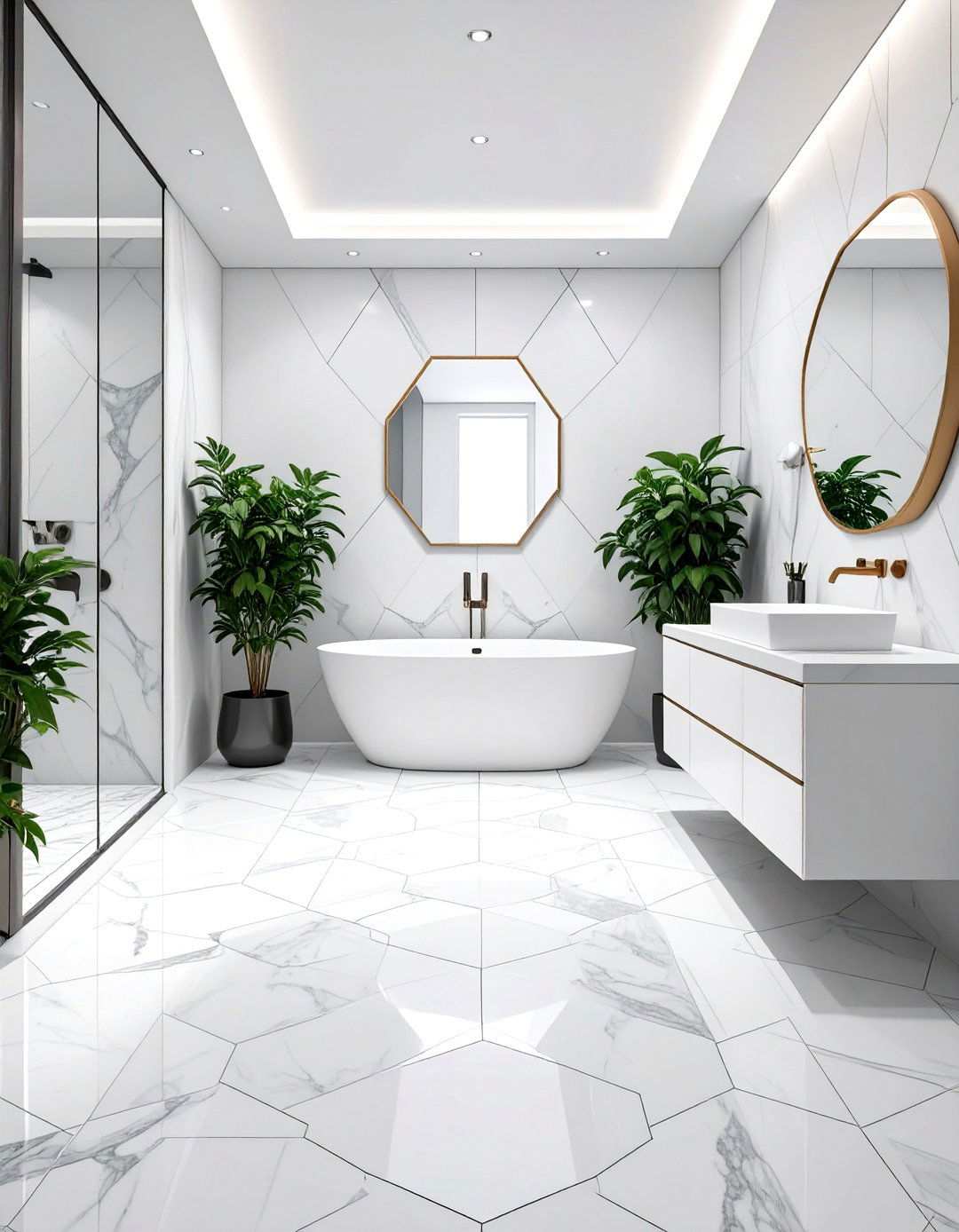 Hexagonal and Diamond Shaped Elements - 20 Art Deco Bathroom Ideas