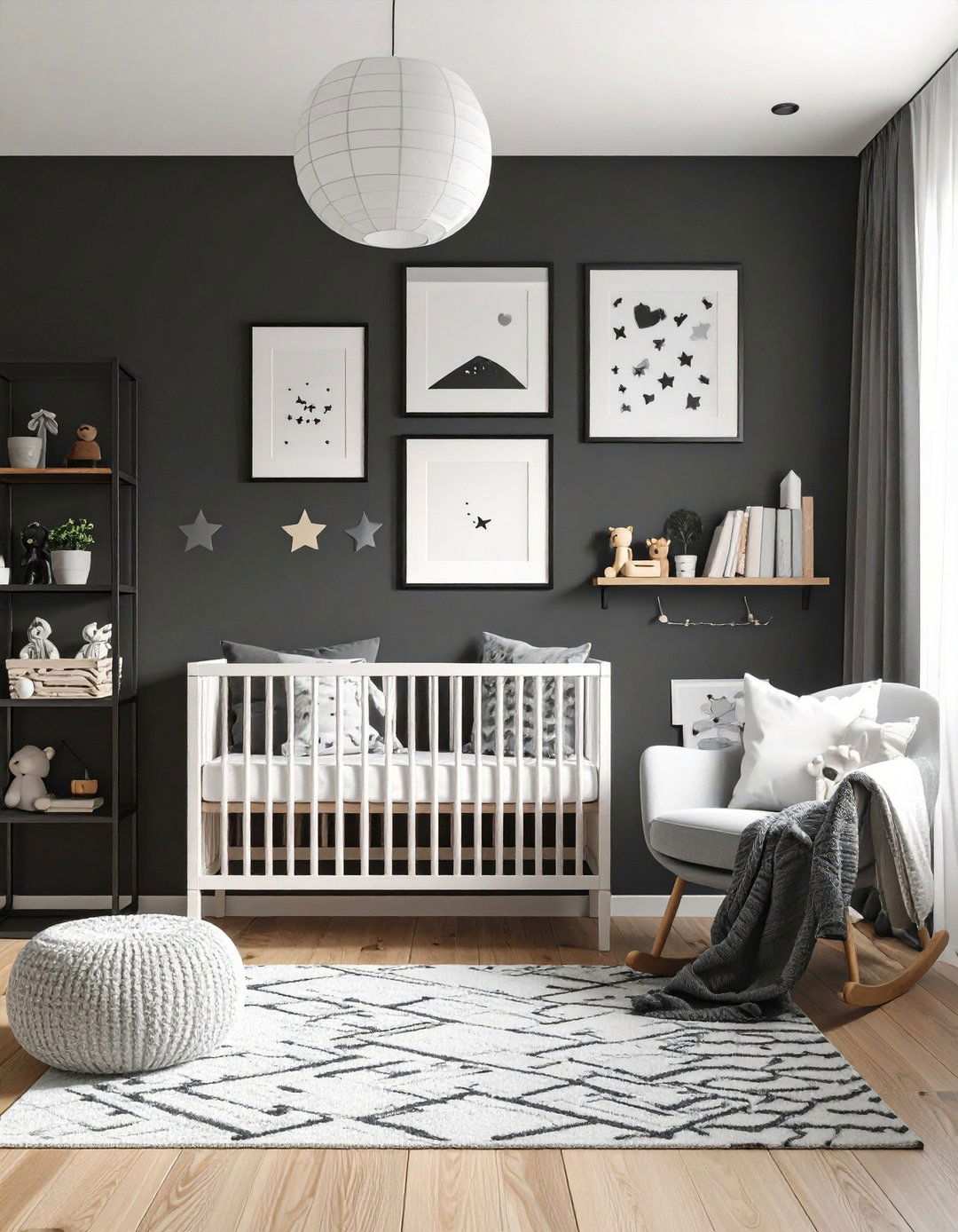 High Contrast Learning Corner in the Black Nursery - 20 Black Nursery Ideas