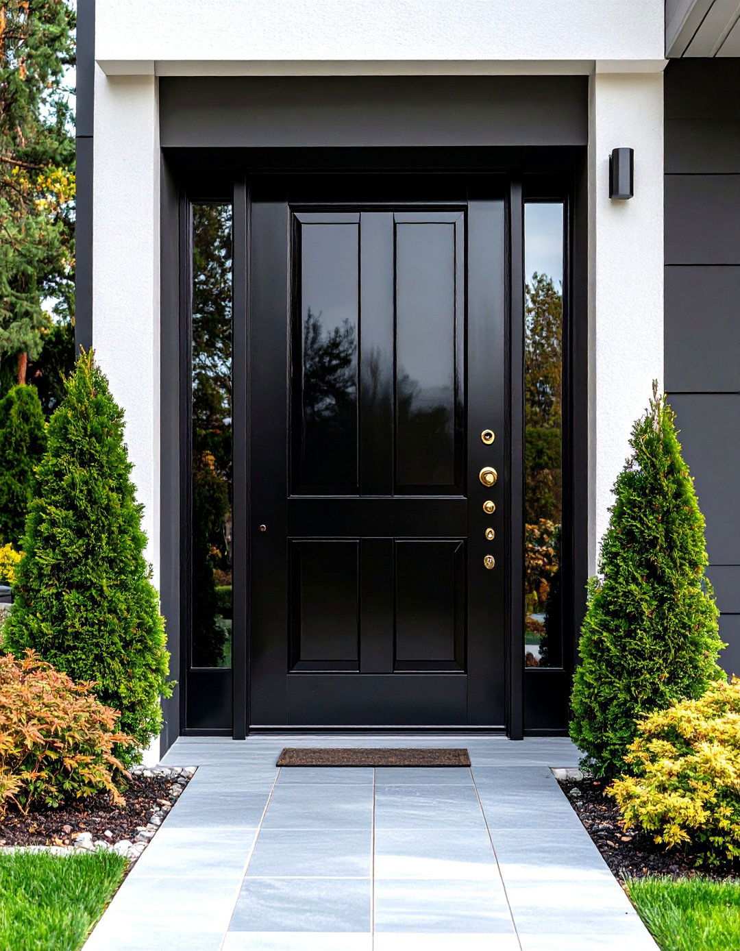 High Gloss Lacquered Black Front Door - 20 Black Front Door Ideas