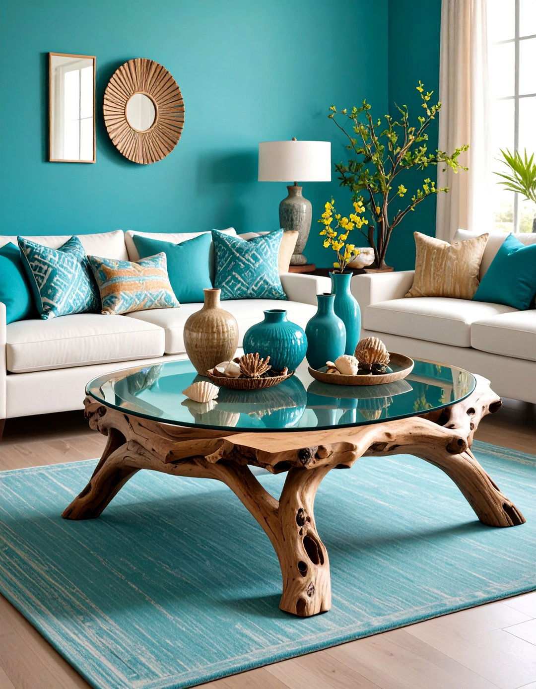Highlight a Driftwood Coffee Table as Living Room Art - 20 Beach House Living Room Ideas