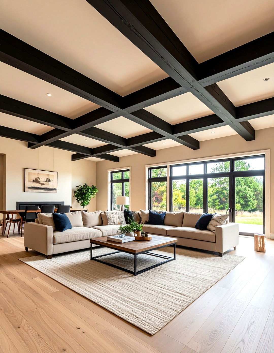 Highlight Architectural Ceilings - 20 Black and Beige Living Room Ideas