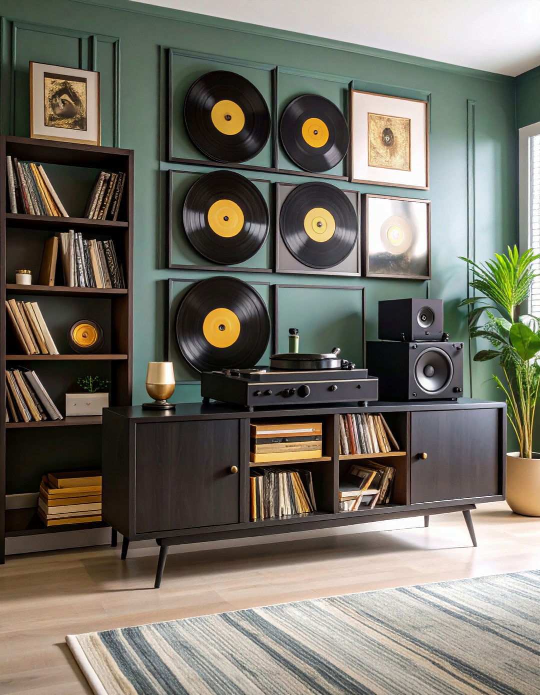 Hip Hop Record Display Personalizes a Black Man Cave - 20 Black Man Cave Ideas