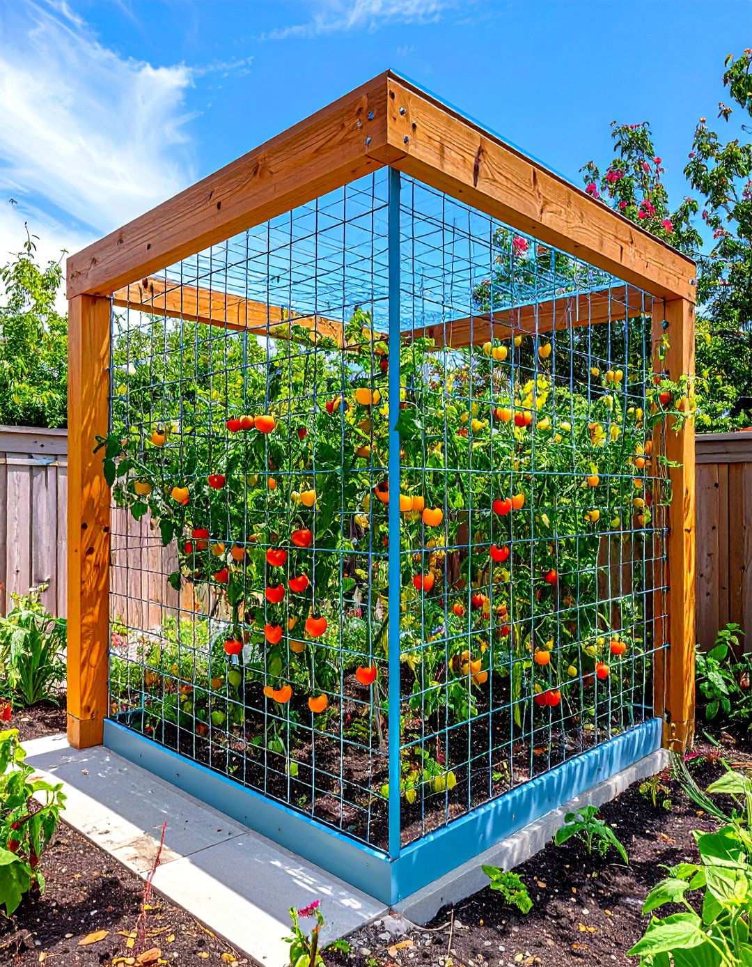 Horizontal Wire Grid Trellis - 20 Tomato Trellis Ideas