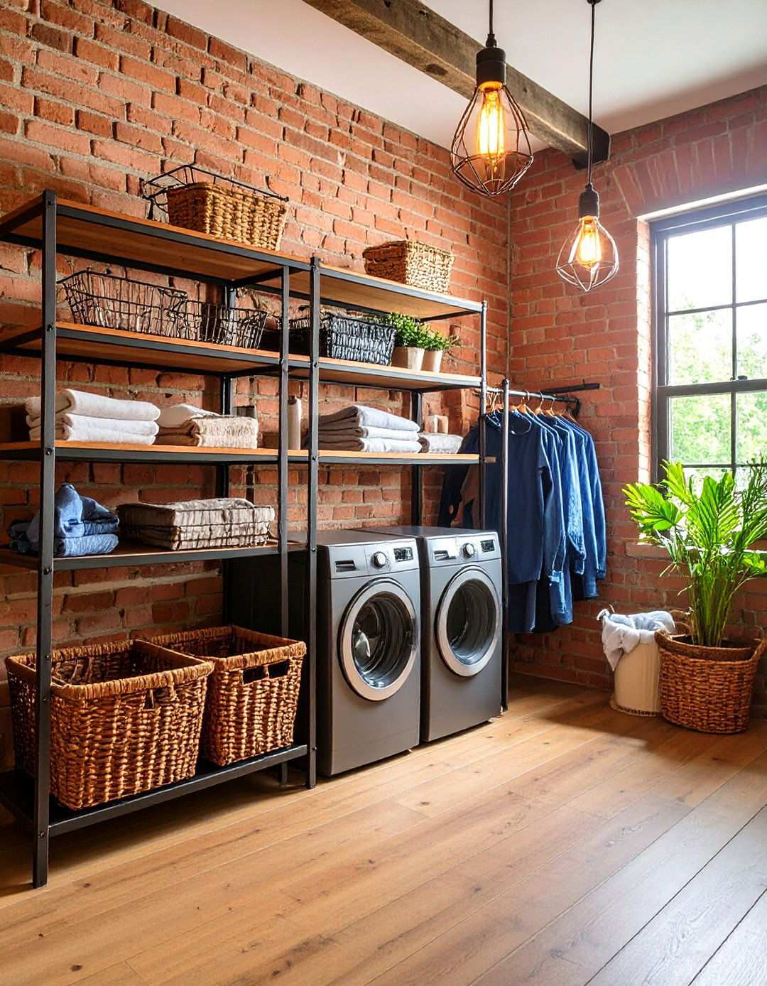 Industrial Basement Laundry Room with Exposed Elements - 20 basement laundry room ideas