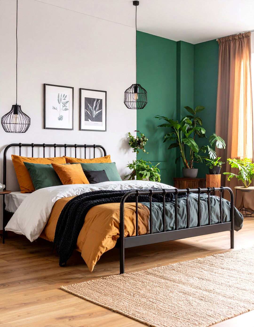 Industrial Black Iron Bed with Galvanised Silver Decor - 20 Black and Silver Bedroom Ideas