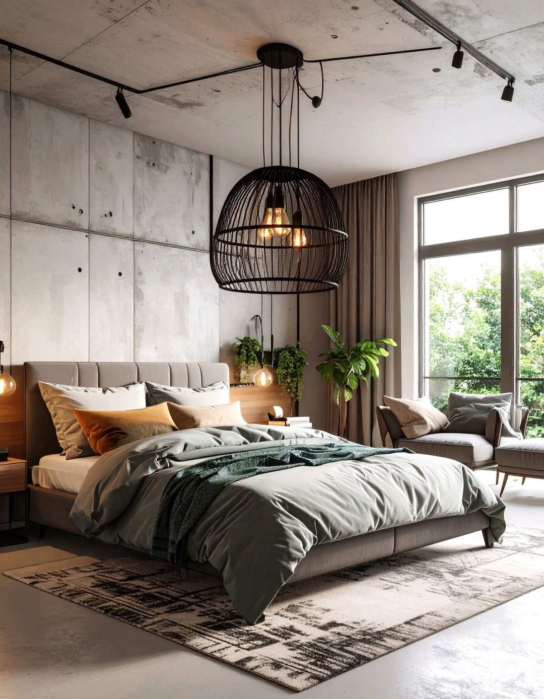 Industrial Cage Chandelier Delivers Loft Edge - 20 Bedroom Chandelier Ideas