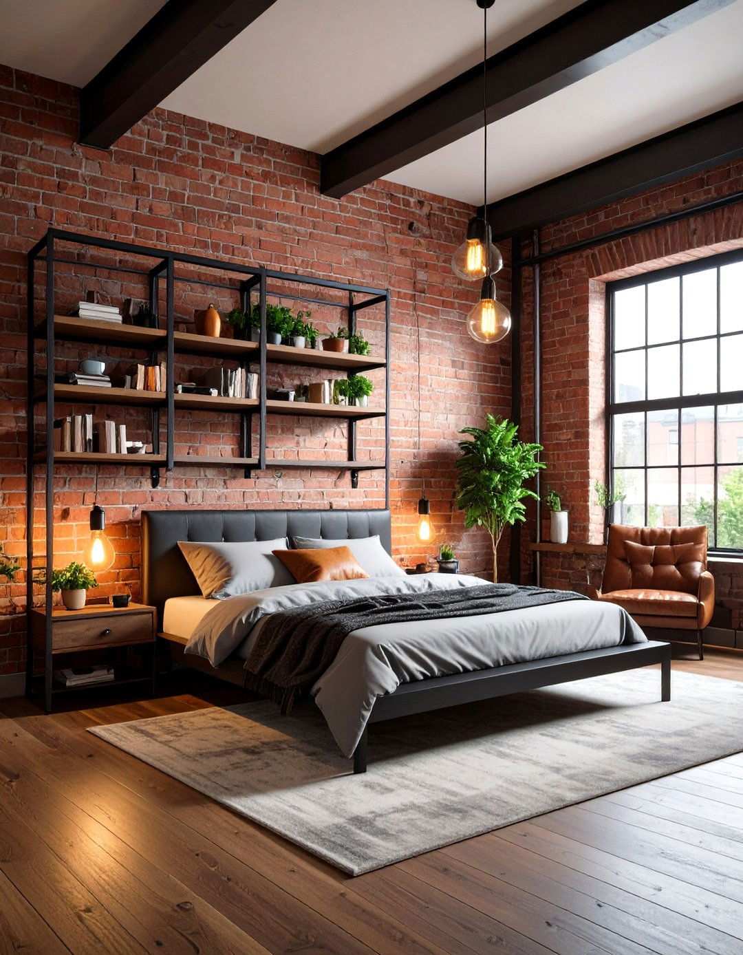 Industrial Loft Styling Packs Drama into the Black and Brown Bedroom - 20 Black and Brown Bedroom Ideas