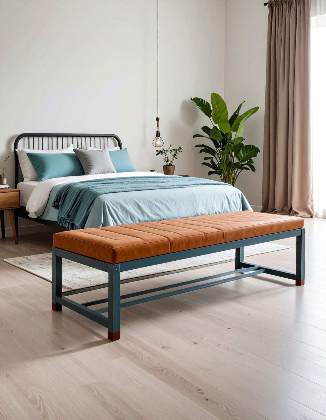 Industrial Metal Frame Bedroom Bench - 20 Bedroom Bench Ideas