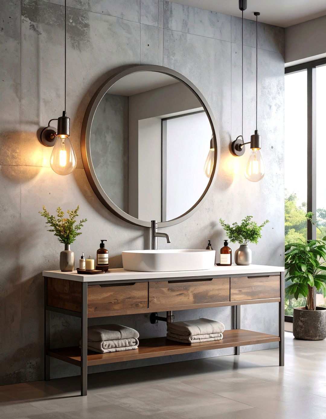 Industrial Metal Framed Bathroom Mirror Makes a Statement - 20 Bathroom Mirror Ideas