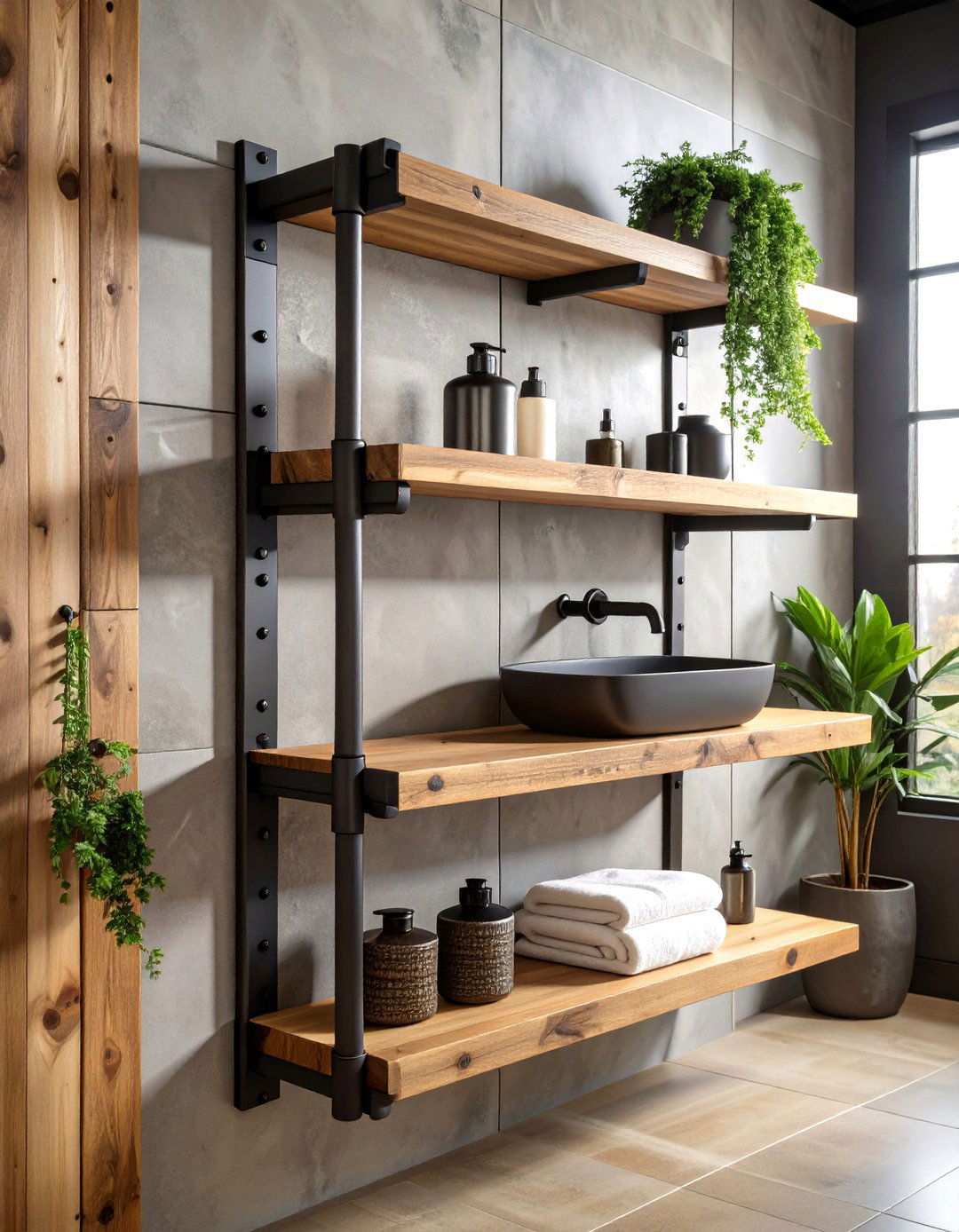 Industrial Pipe Bathroom Shelf - 20 Bathroom Shelf Ideas