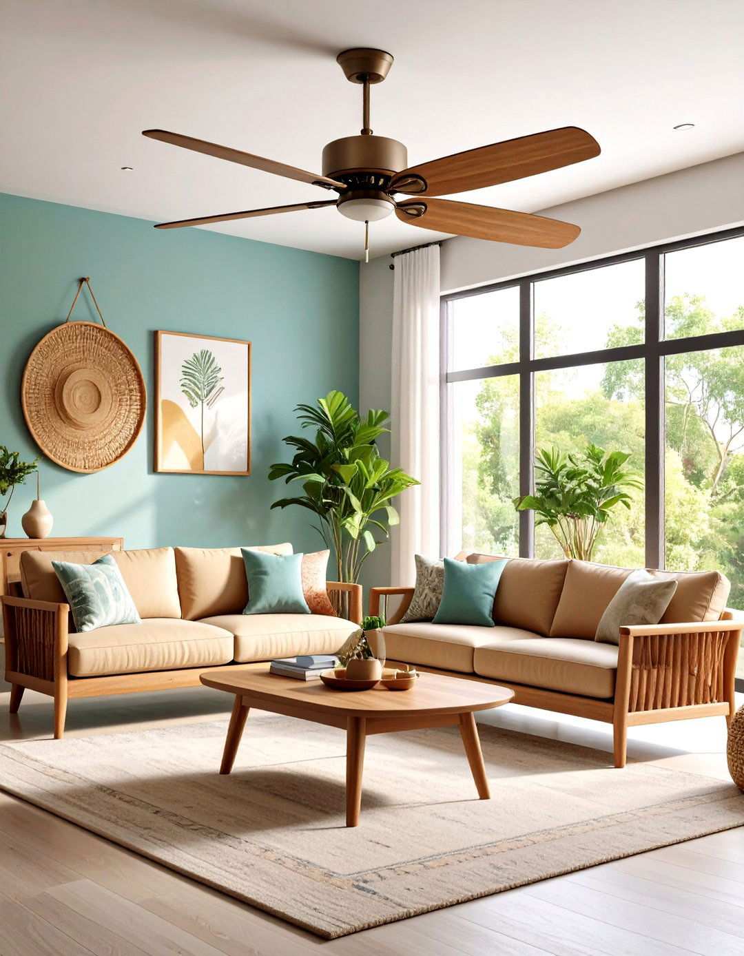 Install a Tropical Ceiling Fan to Keep the Trade Winds Flowing - 20 Beach House Living Room Ideas