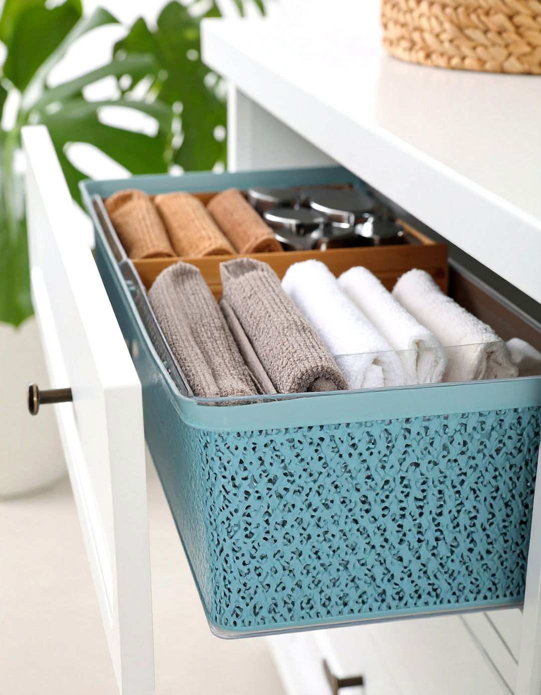 Install Non Slip Liners to Keep Bins Steady - 20 Bathroom Drawer Organization Ideas