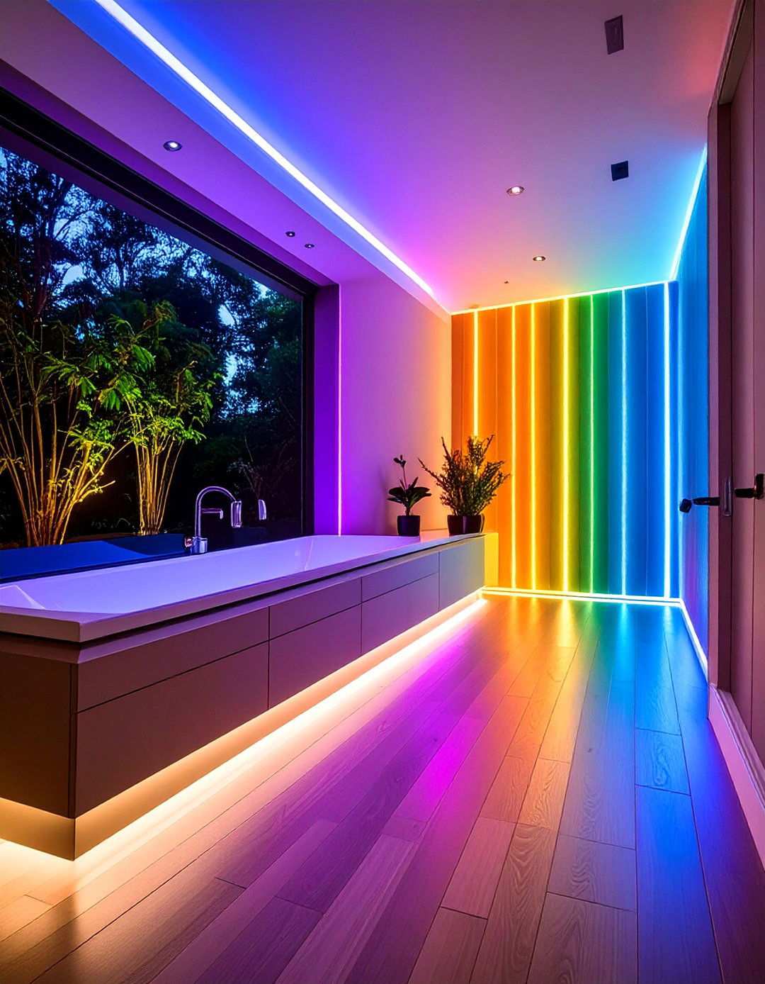 Integrated LED Lit Bathroom Wainscoting - 20 Bathroom Wainscoting Ideas