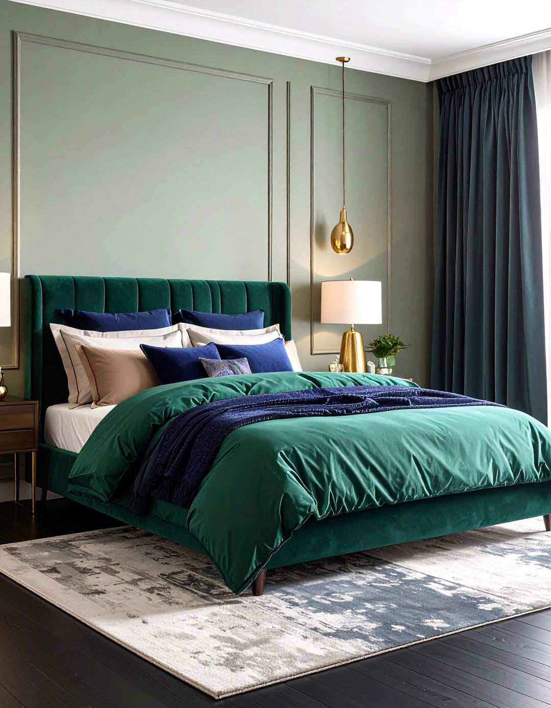 Jewel Toned Bedding for Luxe Contrast - 20 Black Floor Bedroom Ideas