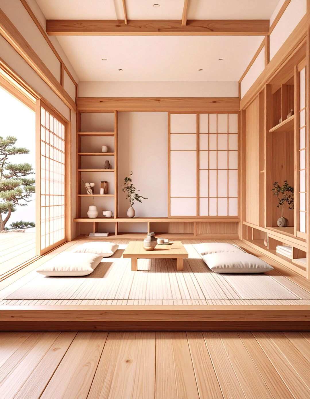Korean Maru Wooden Floor Platform - 20 Asian Bedroom Ideas