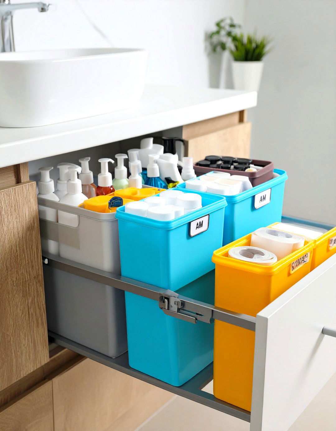 Label the Inside Front Edge of Each Drawer - 20 Bathroom Drawer Organization Ideas