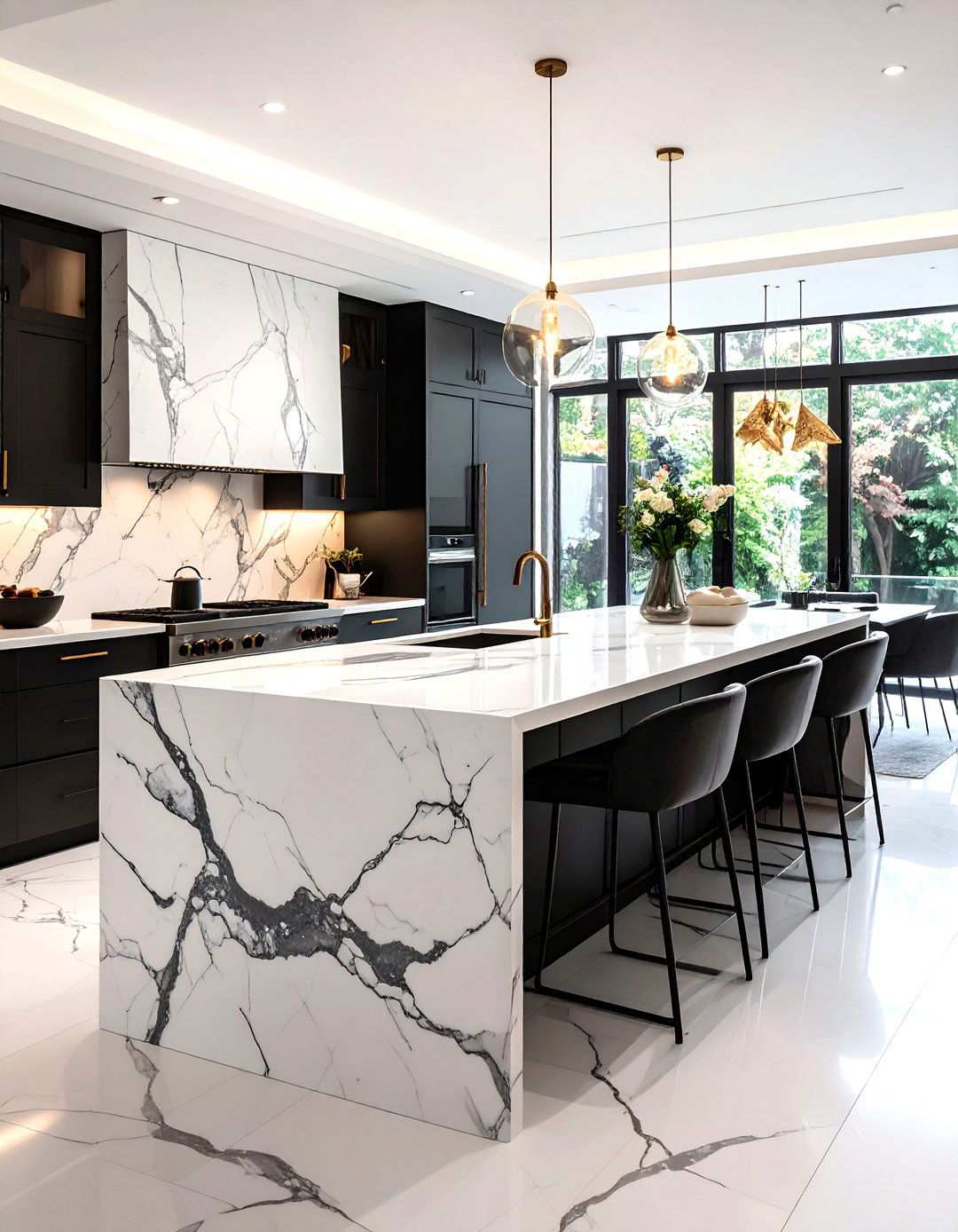 Large Format Black and White Kitchen Backsplash - 20 Black and White Kitchen Backsplash Ideas