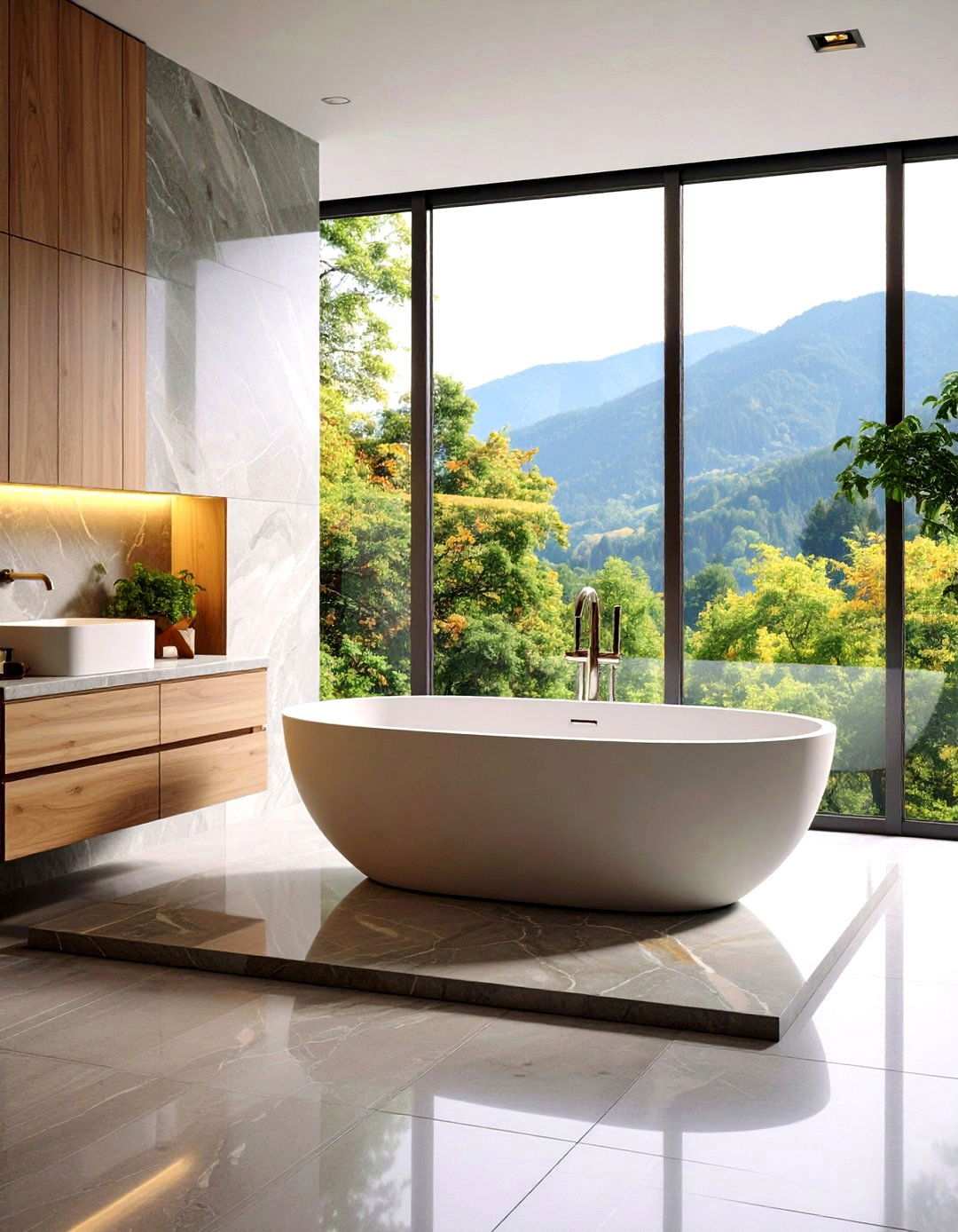 Large Format Porcelain Bathtub Surround Groutless Look - 20 Bathtub Surround Ideas