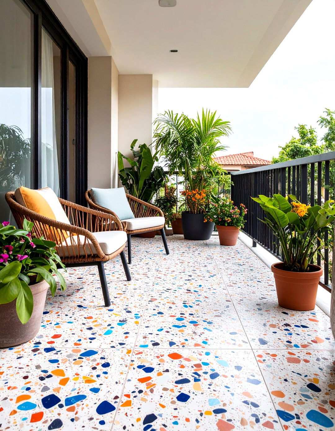 Large Scale Terrazzo Balcony Tiles for Bold Impact - 20 Balcony Tiles Ideas