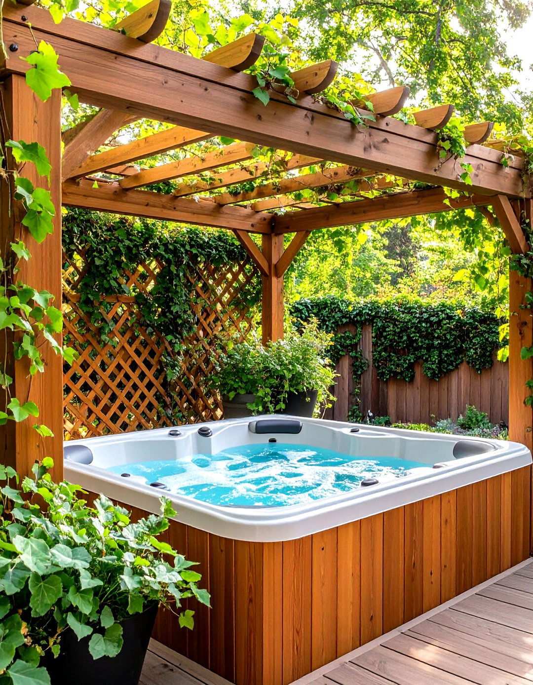 Lattice Panel Enclosures for Versatile Hot Tub Privacy - 20 Backyard Hot Tub Privacy Ideas