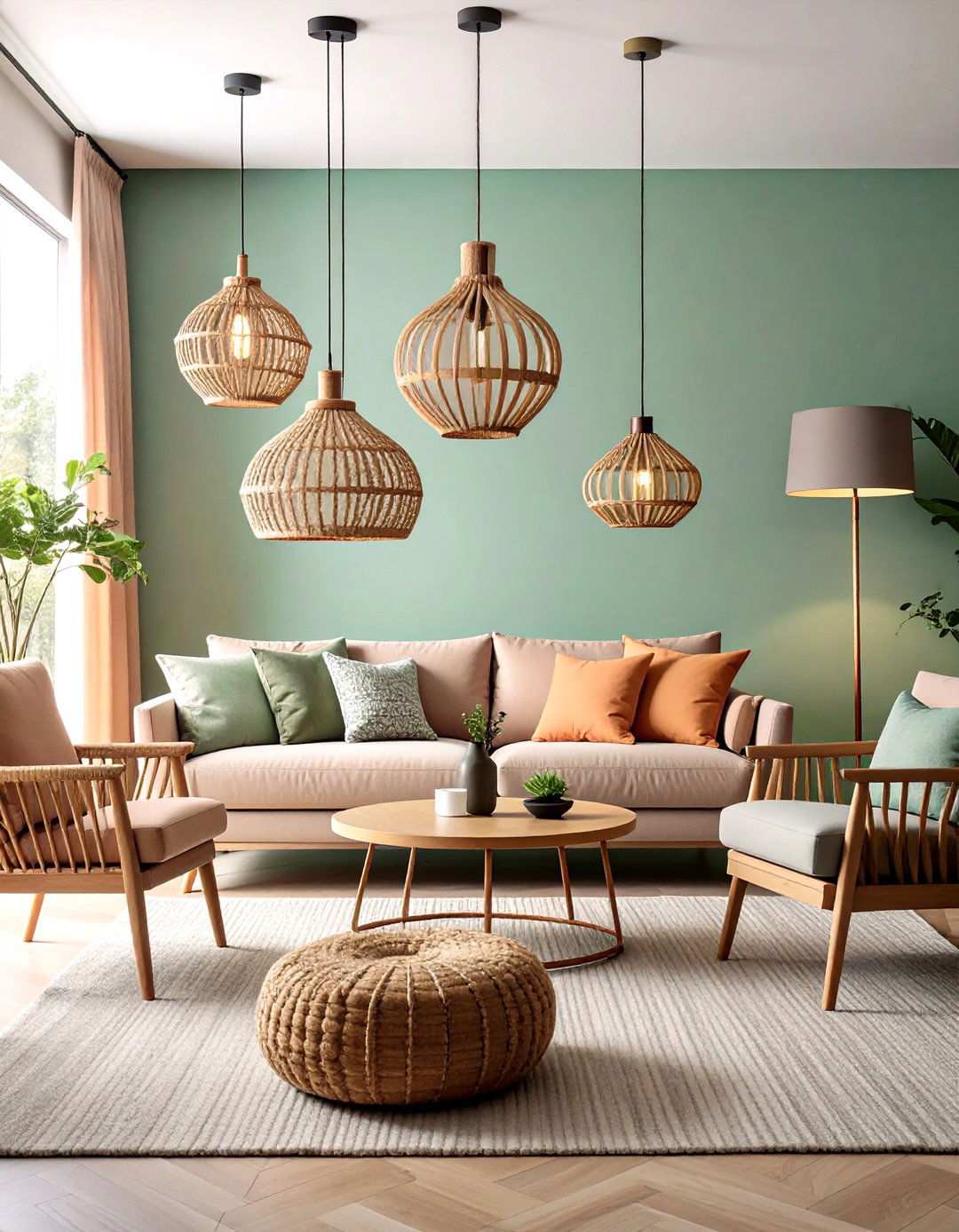 Layer Lighting from Ceiling to Table for Evening Ambiance - 20 Beach House Living Room Ideas