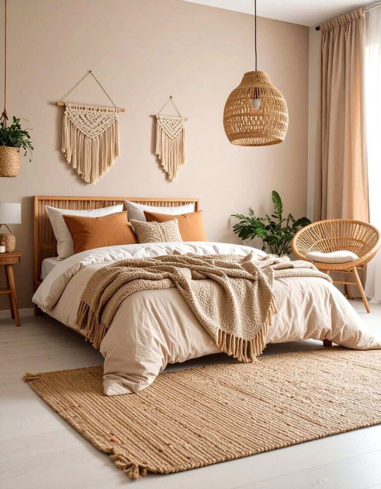 Layer Natural Textures for a Tactile Beige Bedroom - 20 Beige Bedroom Ideas