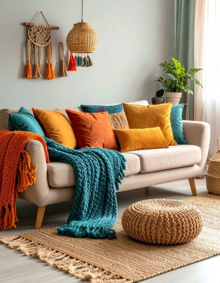 Layer Textures Around a Beige Couch - 20 Beige Couch Living Room Ideas