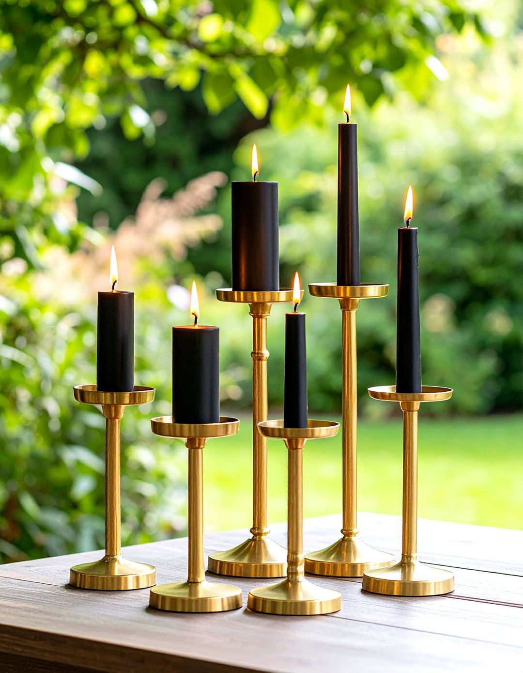 Layered Taper Trio Centerpiece - 20 Black and Gold Centerpiece Ideas