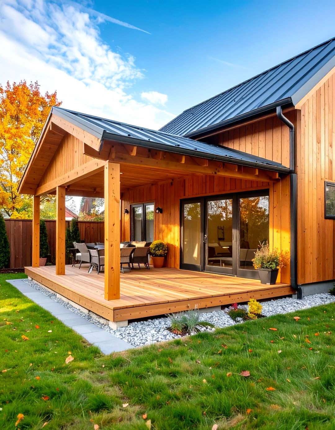 Lean to Attached Covered Patio with Single Slope Design - 20 Attached Covered Patio Ideas