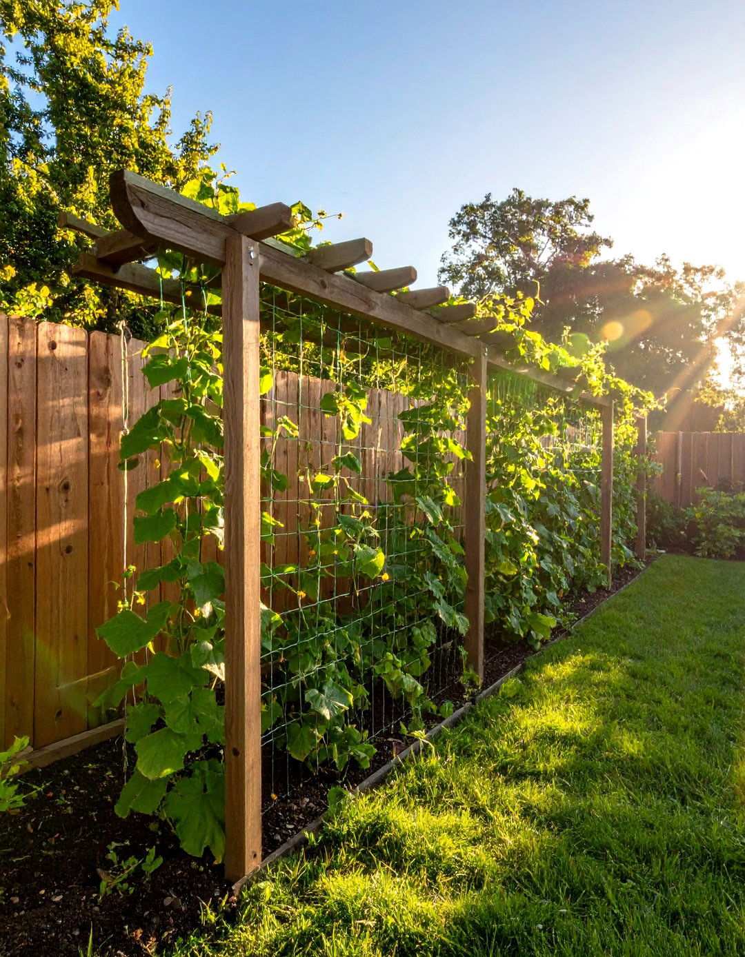 Lean To Fence Line Trellis - 20 Cucumber Trellis Ideas