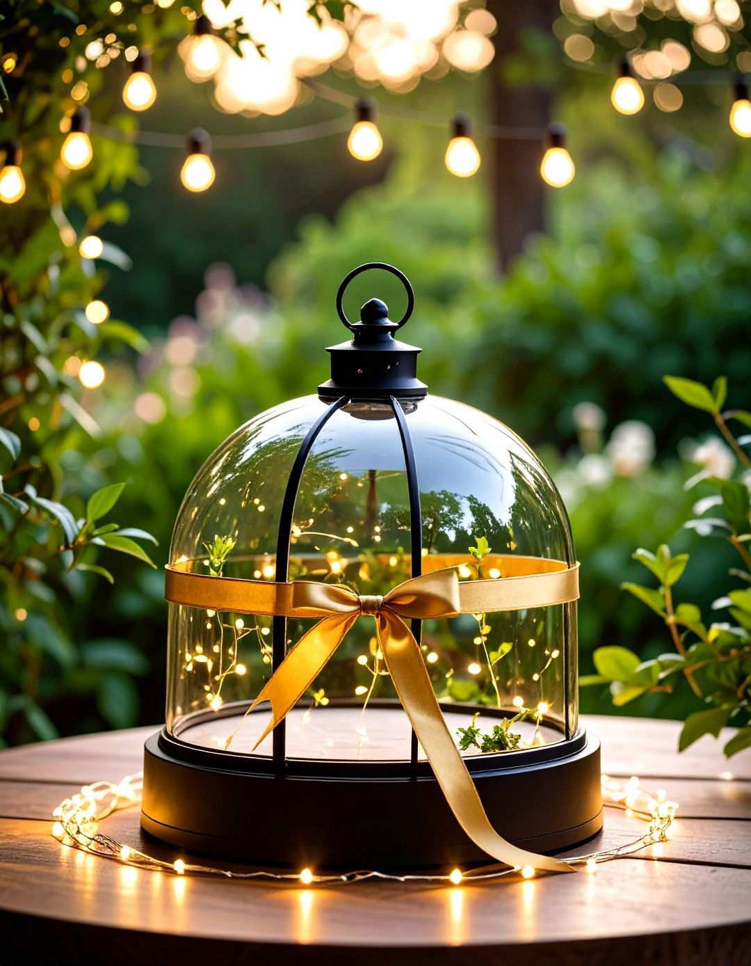 LED Glass Dome Centerpiece - 20 Black and Gold Centerpiece Ideas