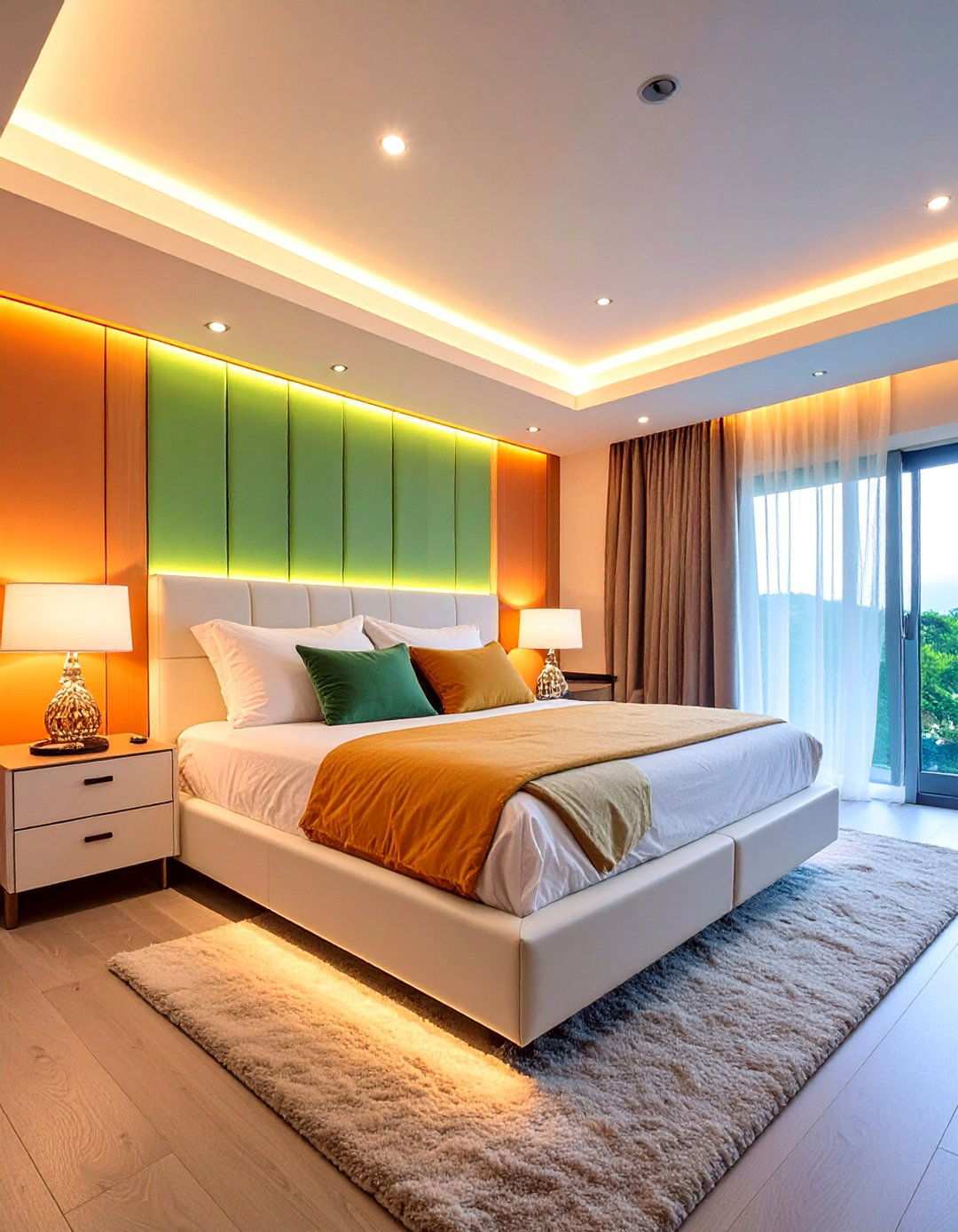 LED Lit Recessed Accent Wall - 20 Bedroom Accent Wall Ideas