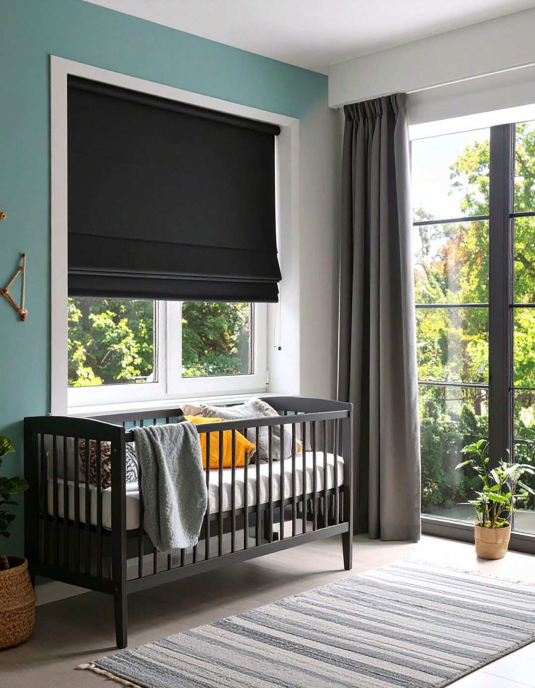 Light Control with Blackout Elements in a Black Nursery - 20 Black Nursery Ideas