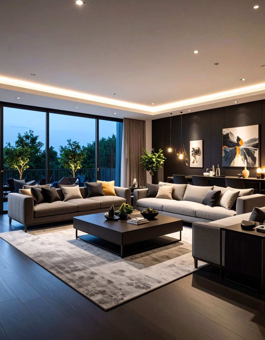 Lighting Zones as the Final Flourish - 20 Black Floor Living Room Ideas